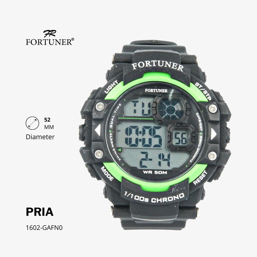 Fortuner Jam Tangan Digital Pria Sport Edition Rubber Black Green