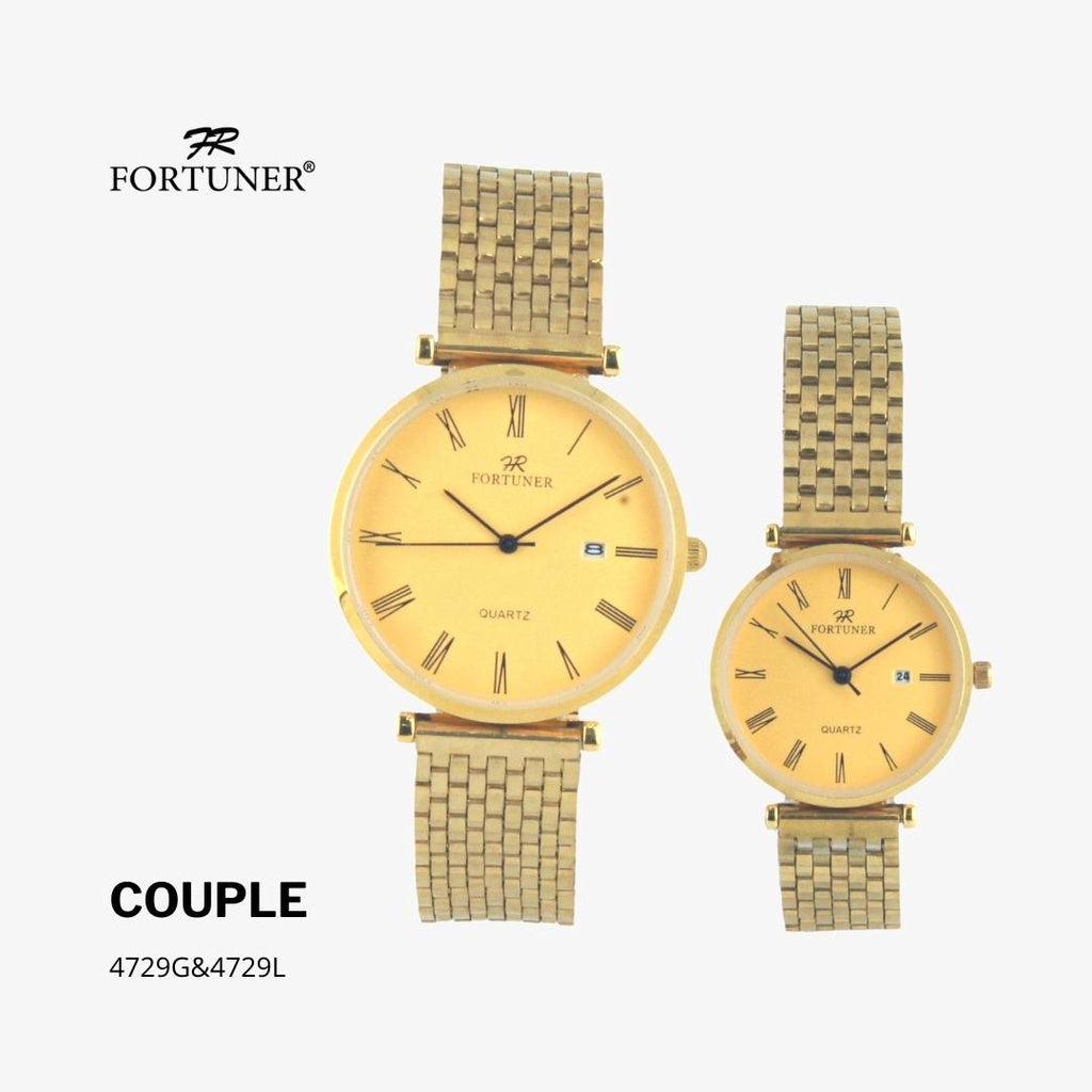 Fortuner Jam Tangan Couple Klasik Original Stainless Gold Rantai Water Resist
