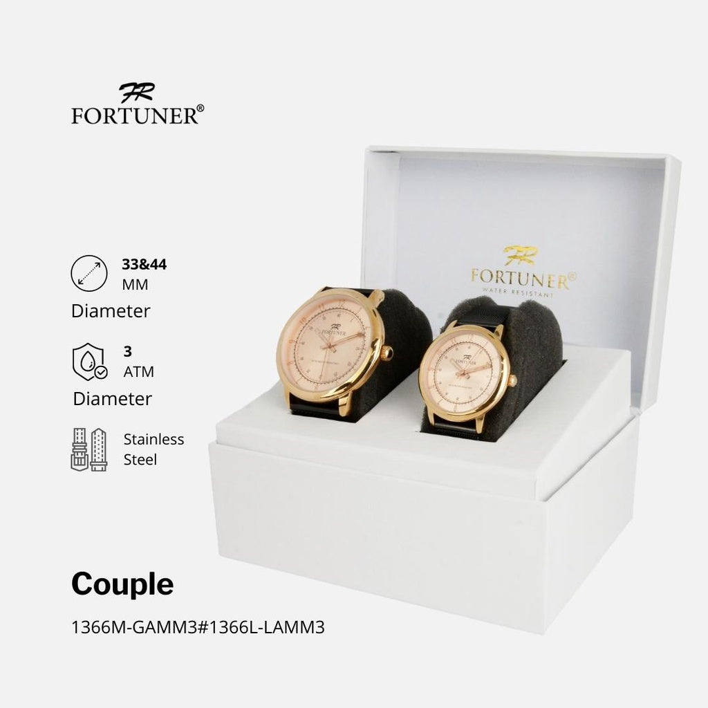 Fortuner Jam Tangan Couple Analog Water Resistant Rantai Pasir Milanese Courtney
