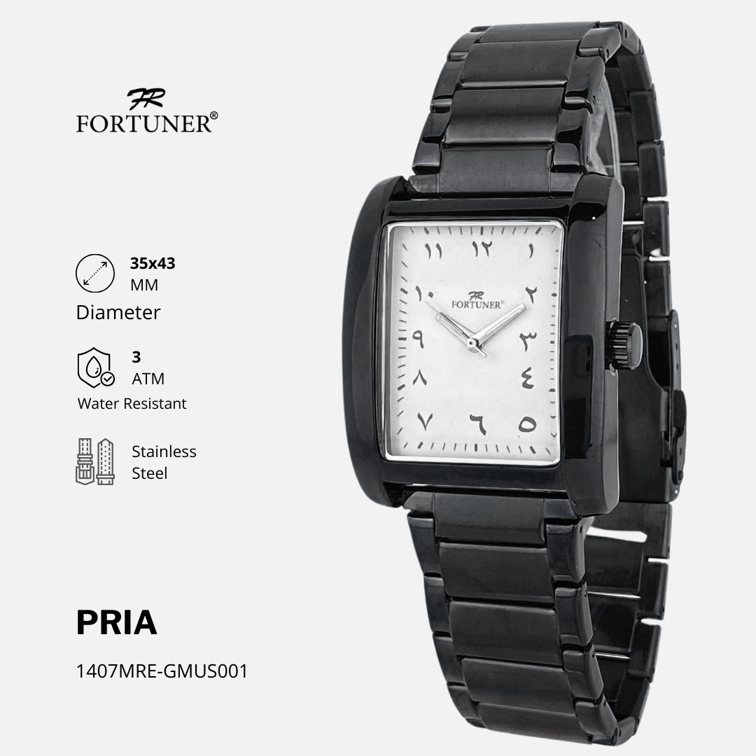 Fortuner Jam Tangan Pria Kasual Analog Quartz Tahan Air Rantai Stainless Laith