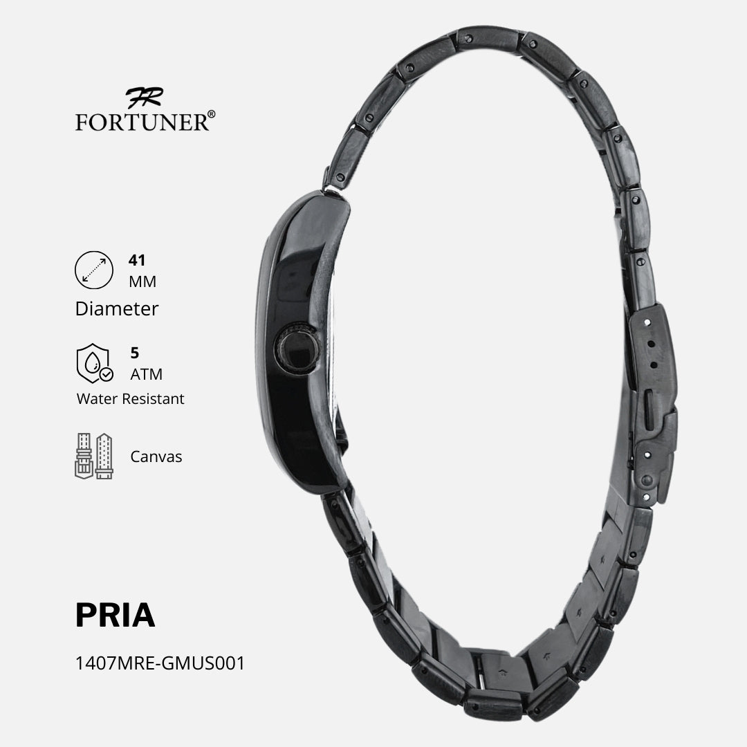 Fortuner Jam Tangan Pria Kasual Analog Quartz Tahan Air Rantai Stainless Laith