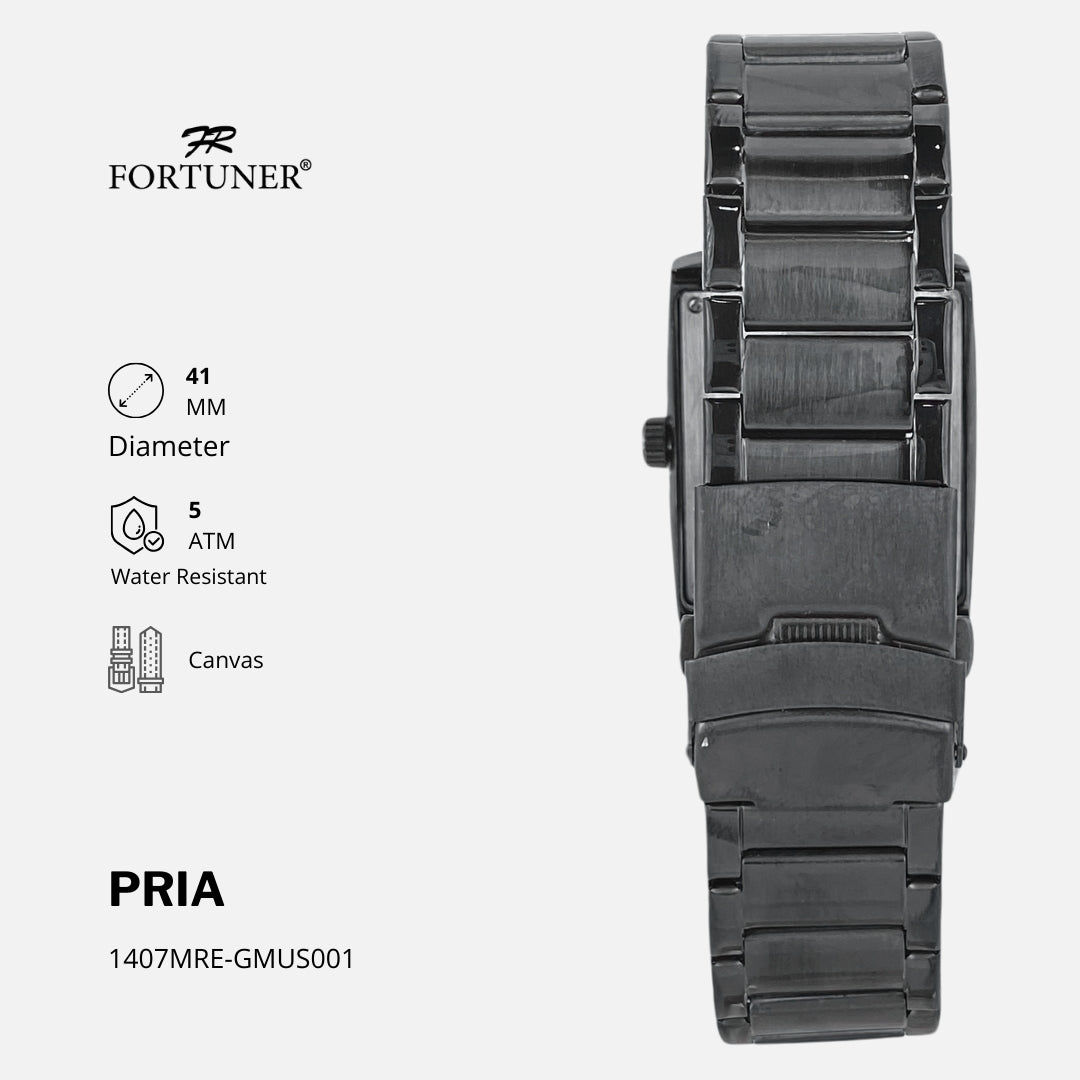Fortuner Jam Tangan Pria Kasual Analog Quartz Tahan Air Rantai Stainless Laith