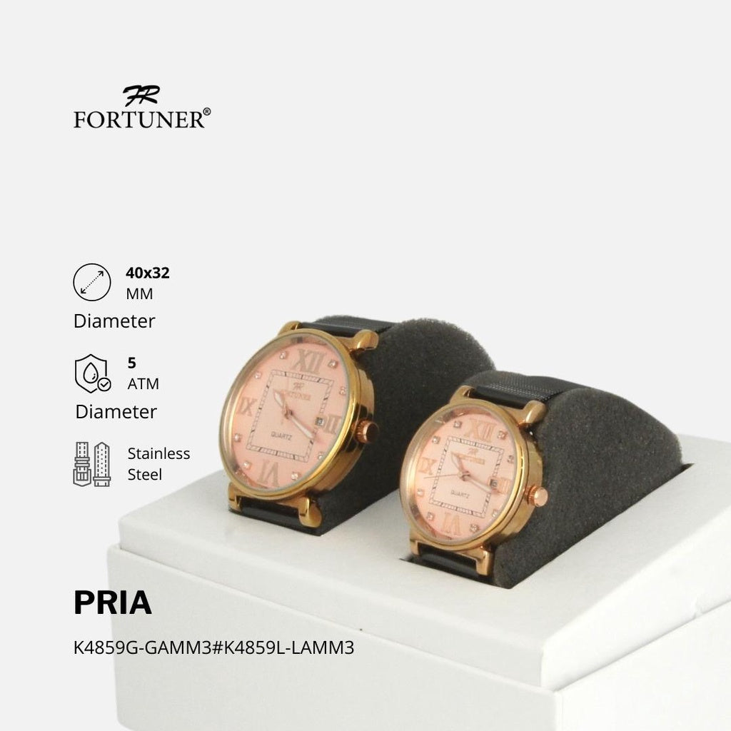 Fortuner Jam Tangan Couple Korea Anti Air Pria Wanita Rantai Pasir Milanese Hemingway