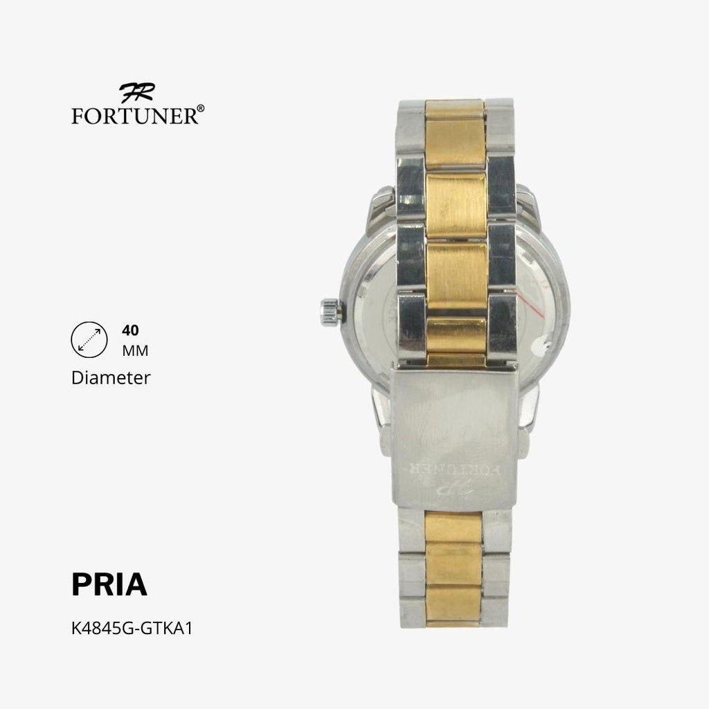 Fortuner Jam Tangan Casual Pria Analog Water Resistant Rantai Stainless Gold Silver Hitam Hilary