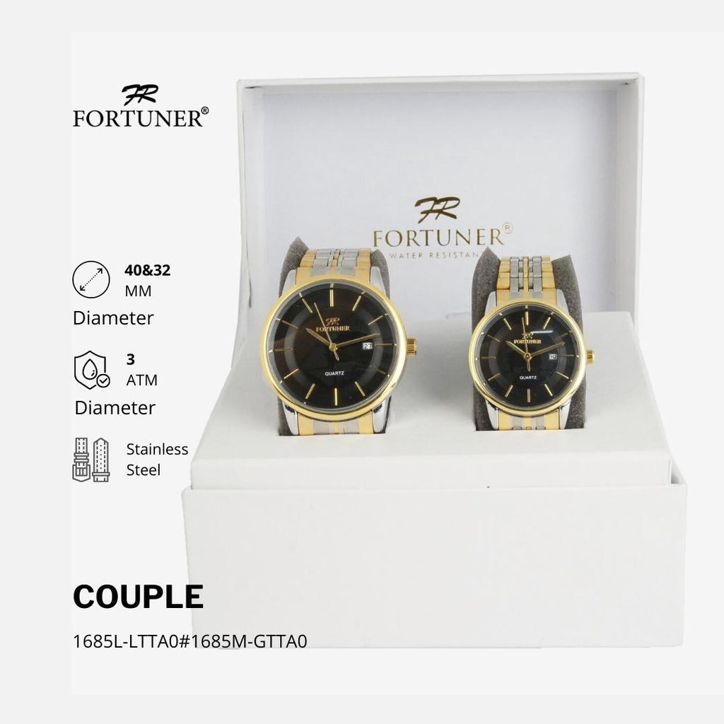 Fortuner Jam Tangan Couple Analog Water Resistant Rantai Larson