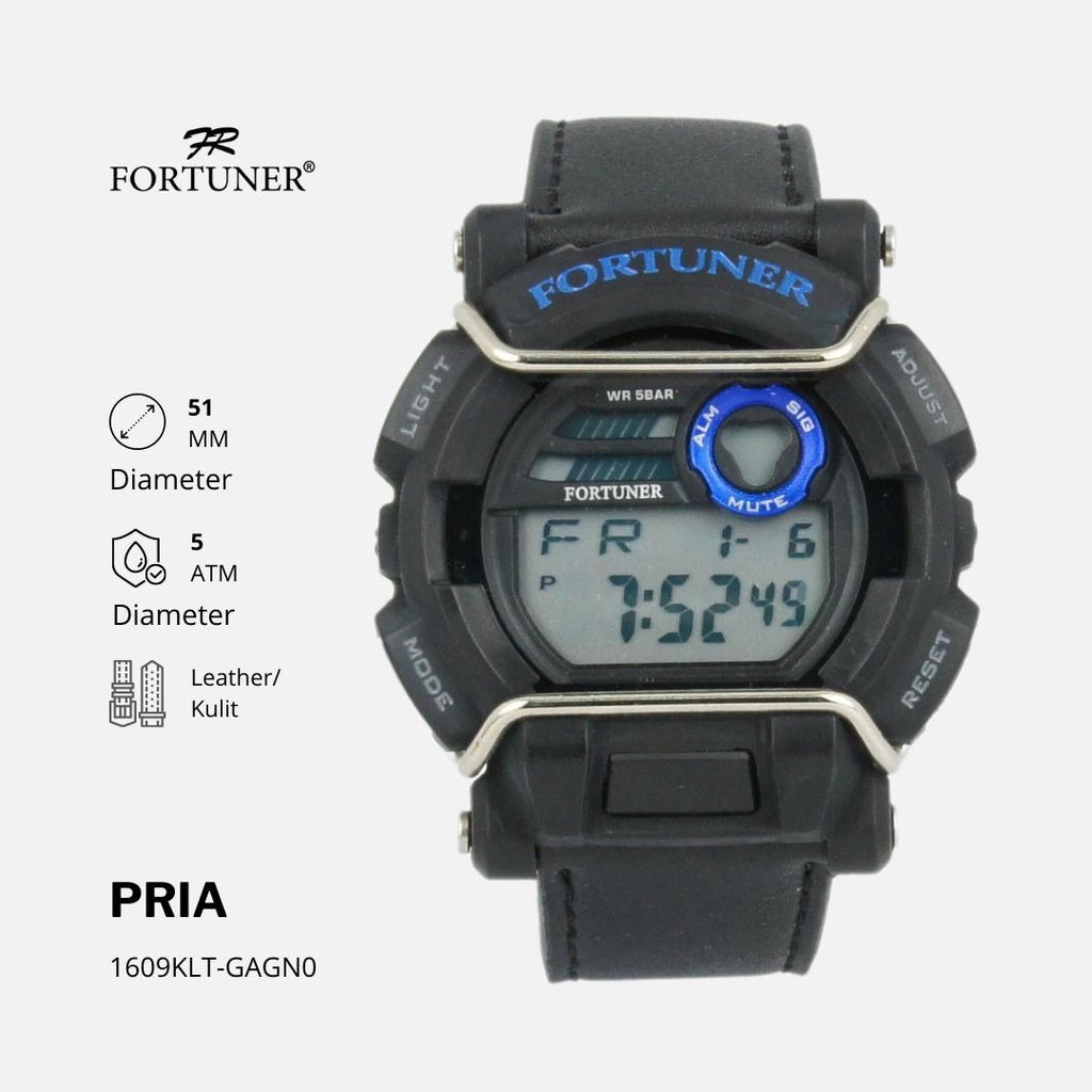 Fortuner Jam Tangan Pria Digtial Sport water Resist Kulit Blahoslav