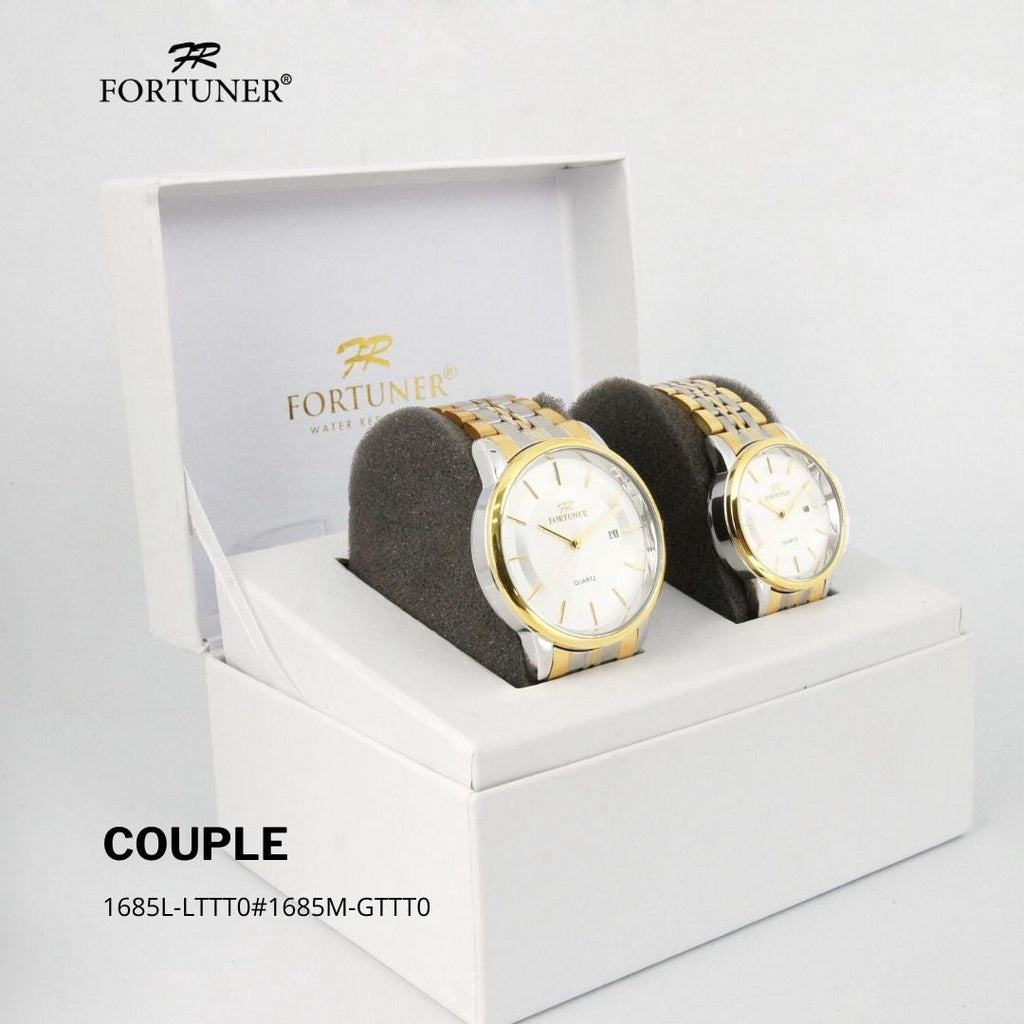 Fortuner Jam Tangan Couple Analog Water Resistant Rantai Bergen