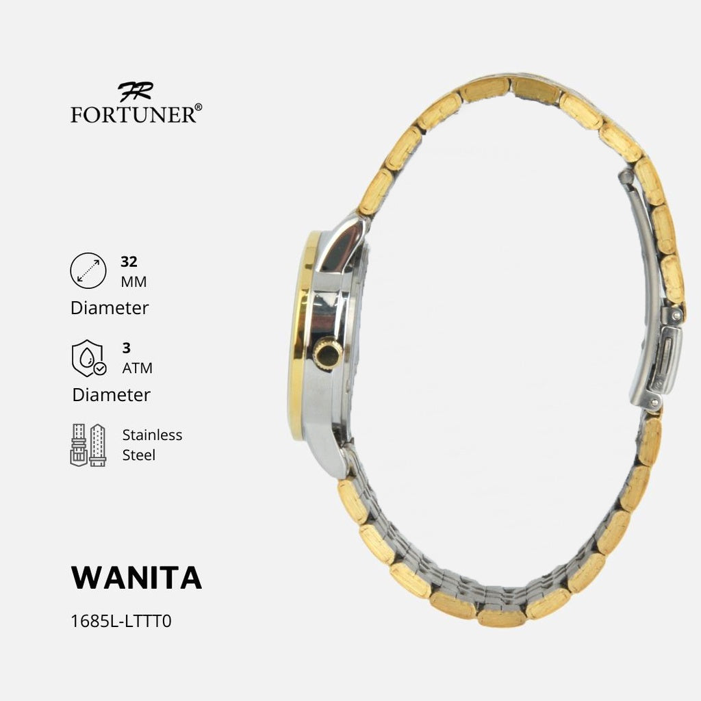 Fortuner Jam Tangan Couple Analog Water Resistant Rantai Bergen