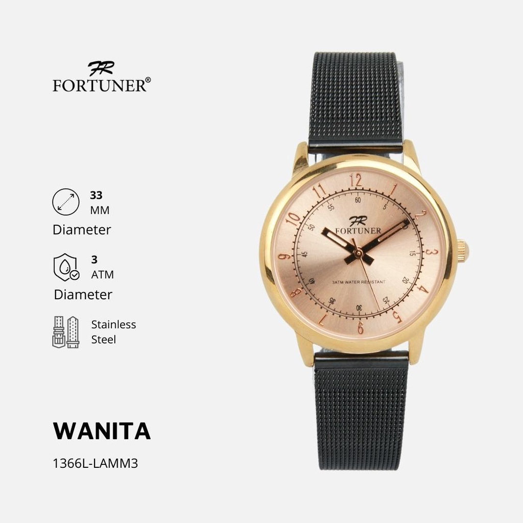 Fortuner Jam Tangan Couple Analog Water Resistant Rantai Pasir Milanese Courtney
