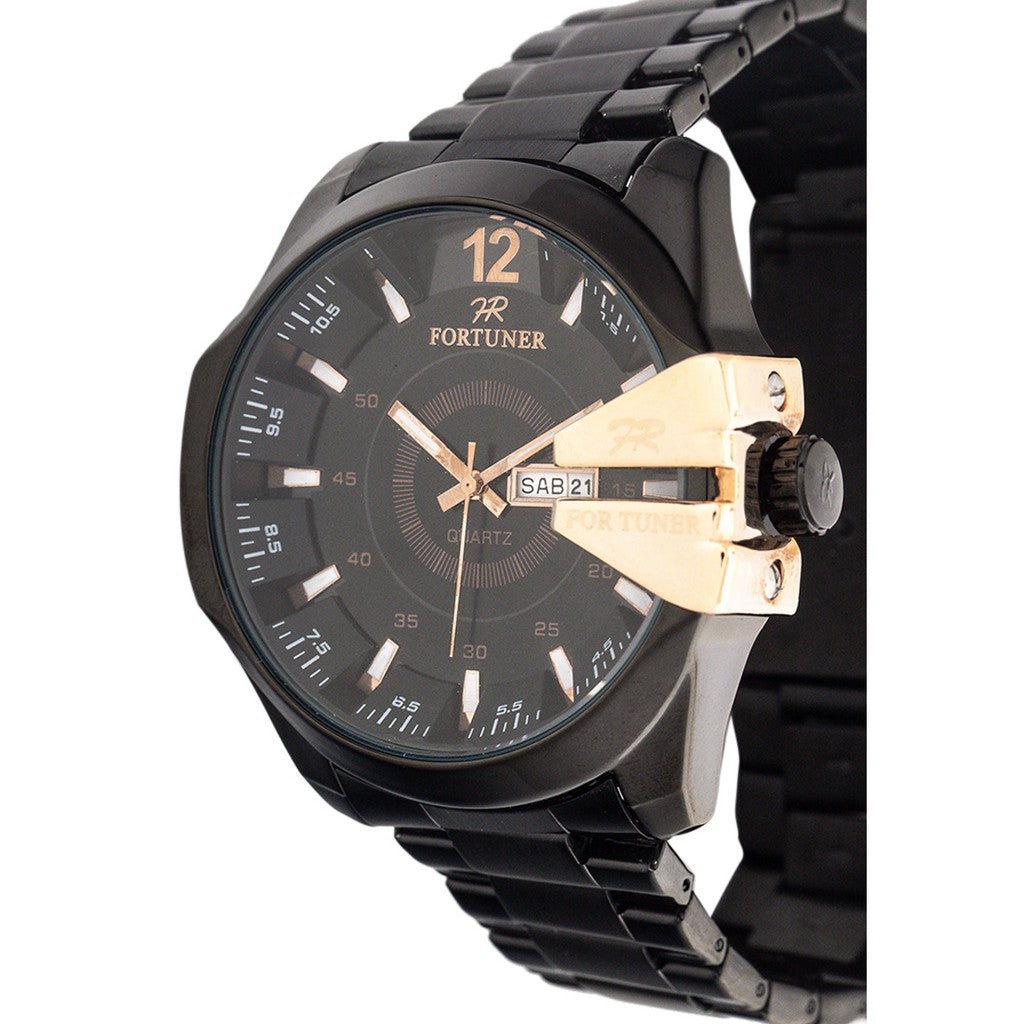 Fortuner Jam Tangan Analog Pria Rantai Stainless Arloji Water Resist Garansi 1 Tahun K8102G Black