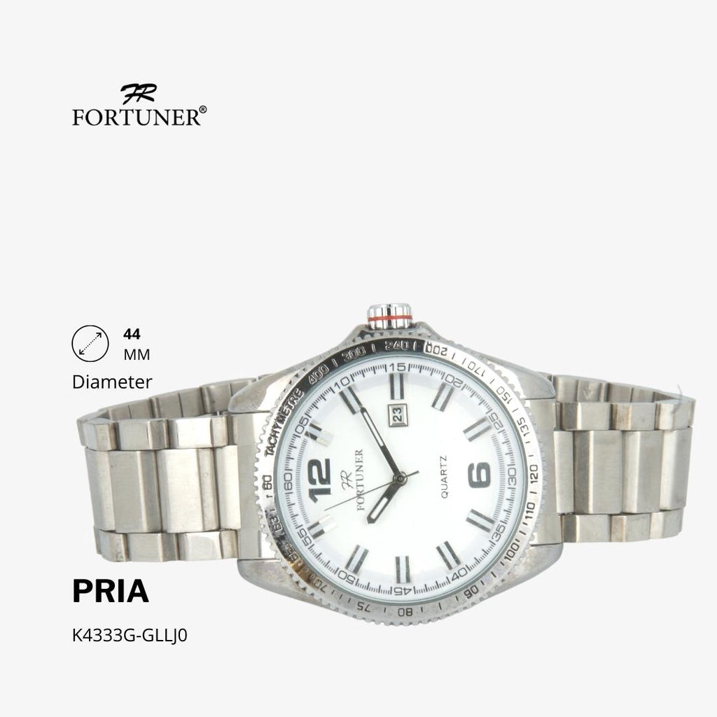Fortuner Jam Tangan Fashion Pria Analog Water Resistant Rantai Stainless Silver Hilton