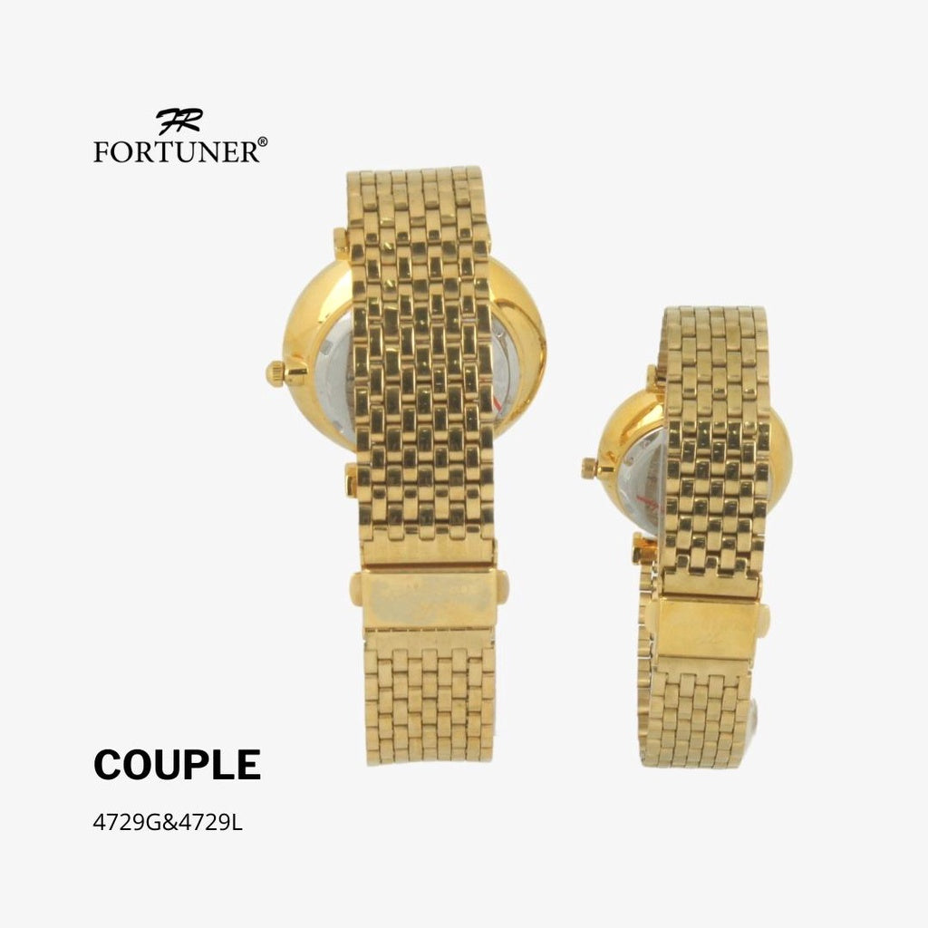Fortuner Jam Tangan Couple Klasik Original Stainless Gold Rantai Water Resist