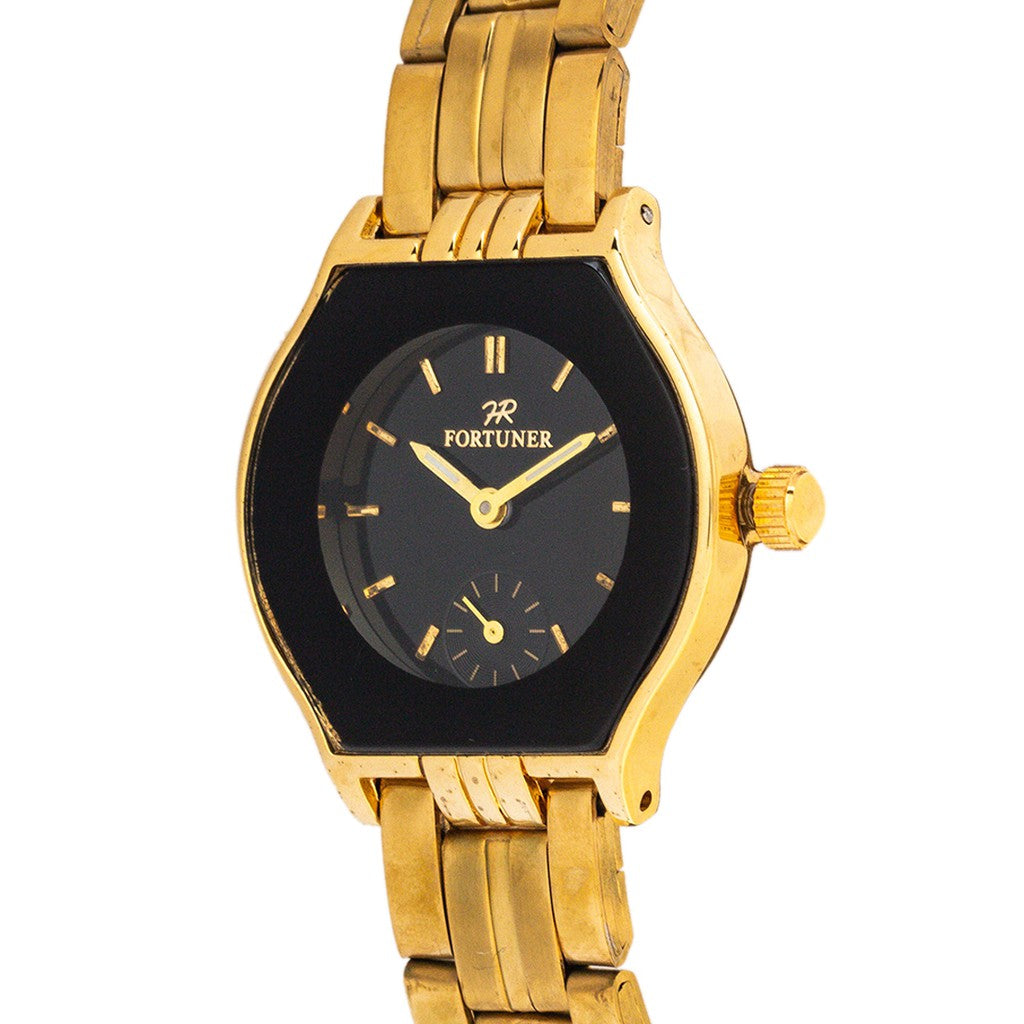 Fortuner Jam Tangan Wanita Analog Gold Black Water Resistant Alvira