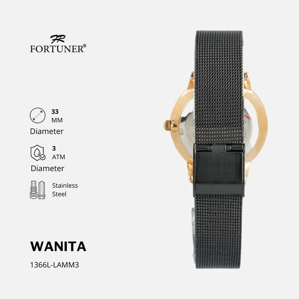 Fortuner Jam Tangan Couple Analog Water Resistant Rantai Pasir Milanese Courtney