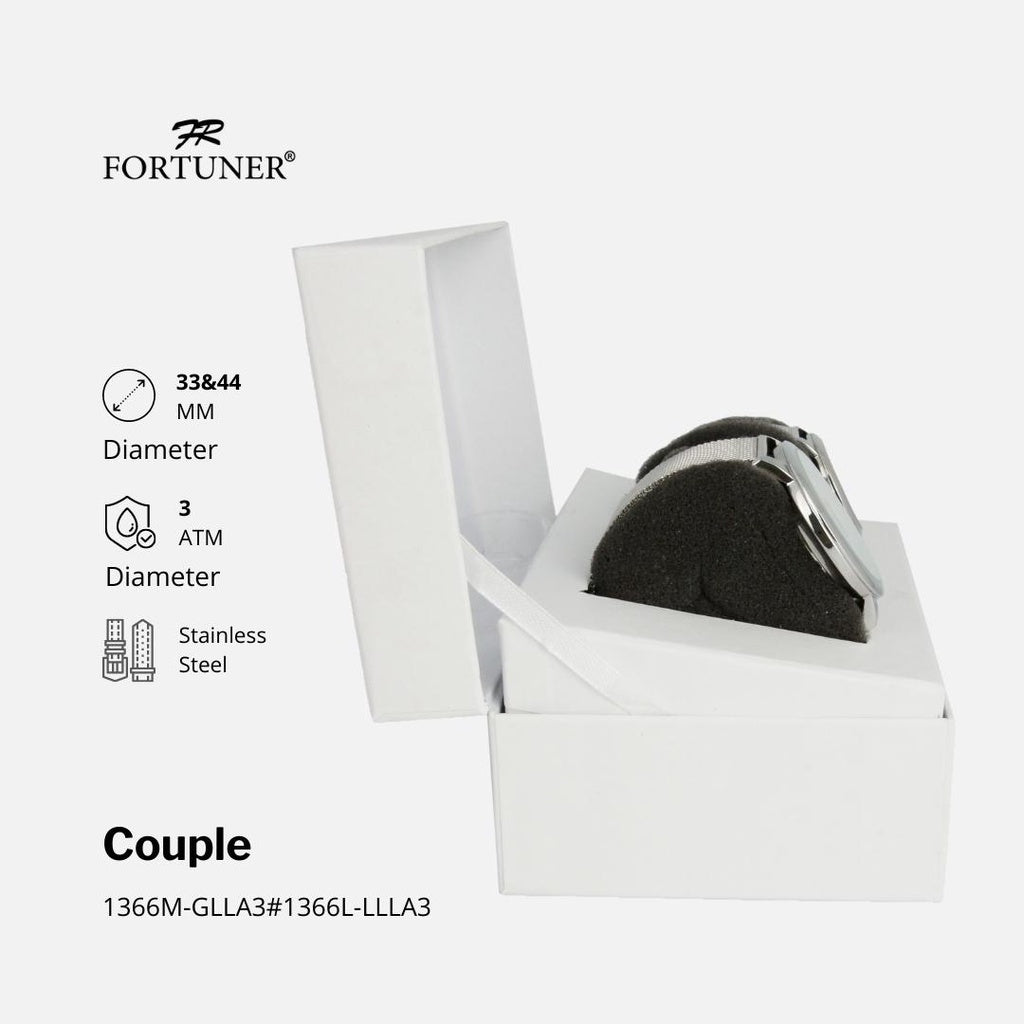Fortuner Jam Tangan Couple Analog Water Resistant Rantai Pasir Milanese Arnett