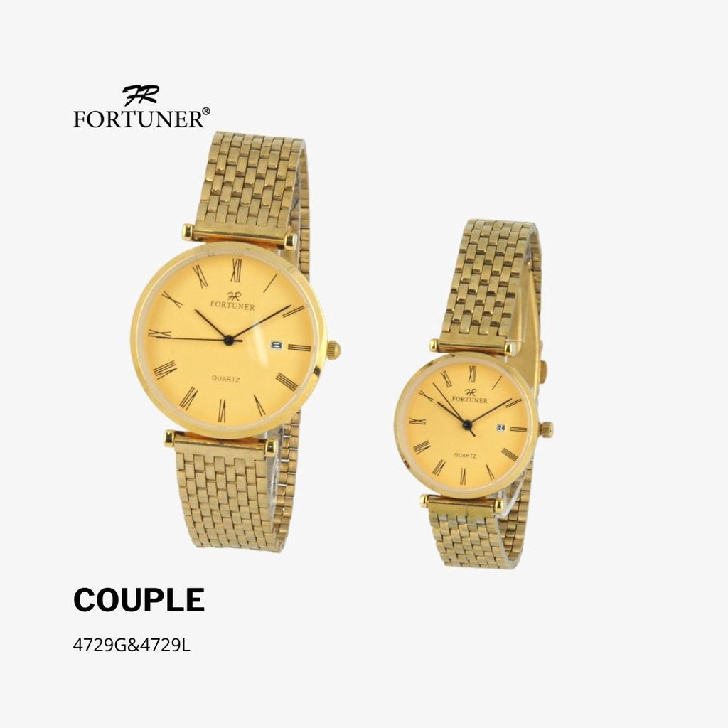 Fortuner Jam Tangan Couple Klasik Original Stainless Gold Rantai Water Resist