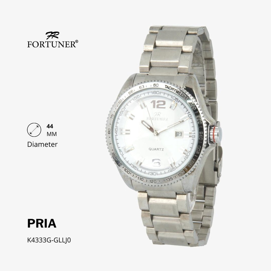 Fortuner Jam Tangan Fashion Pria Analog Water Resistant Rantai Stainless Silver Hilton