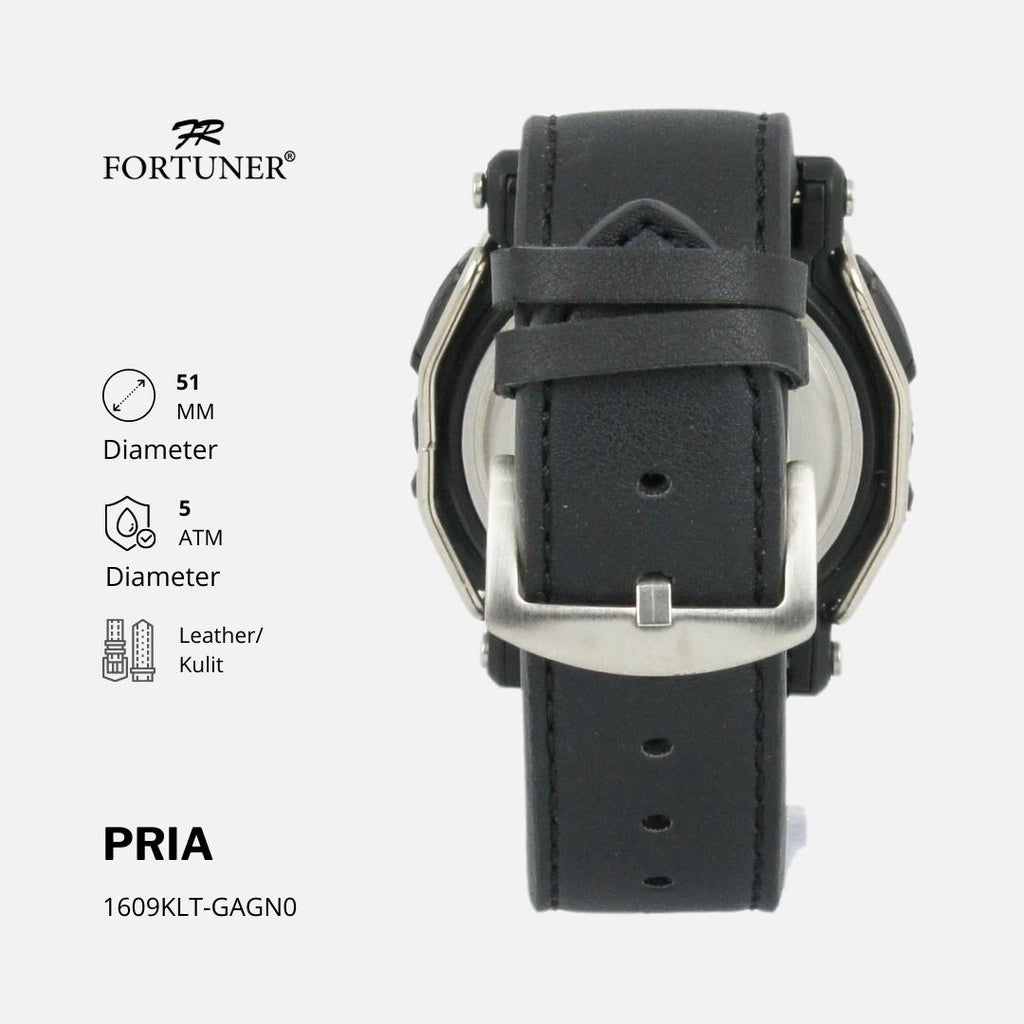 Fortuner Jam Tangan Pria Digtial Sport water Resist Kulit Blahoslav