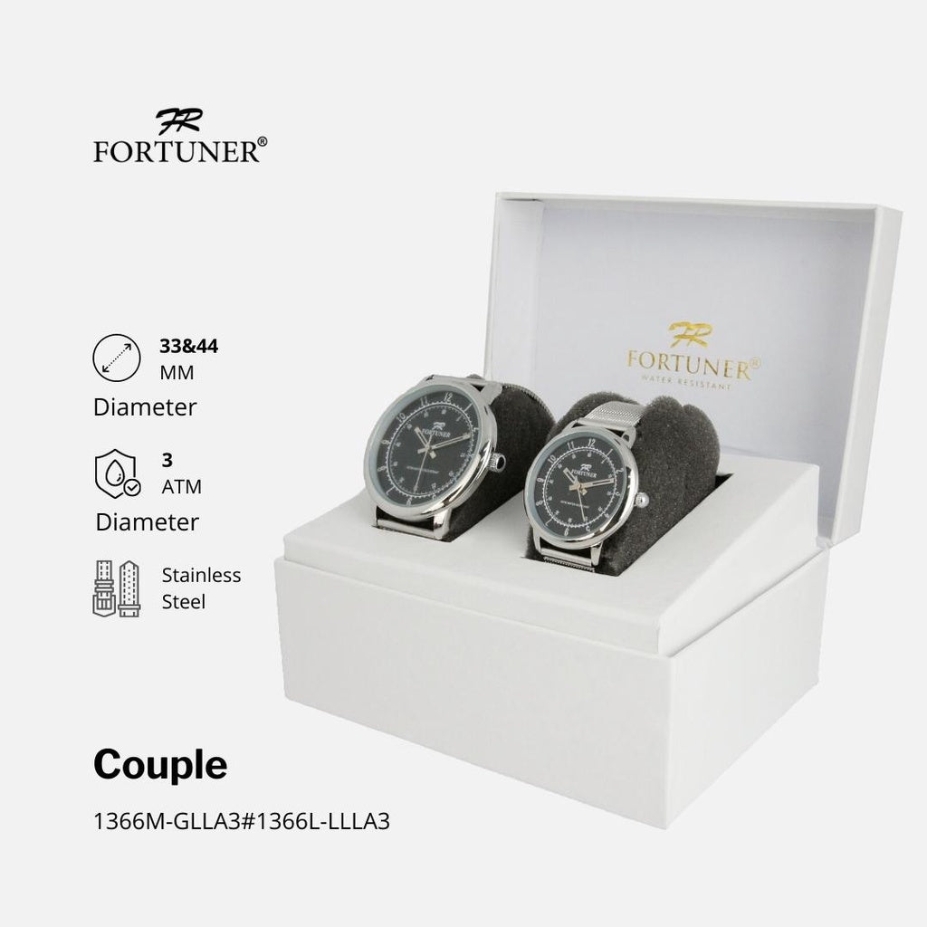 Fortuner Jam Tangan Couple Analog Water Resistant Rantai Pasir Milanese Arnett