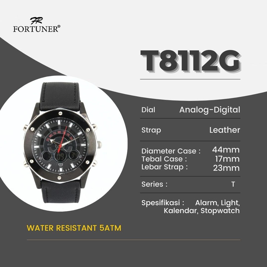 Fortuner Jam Tangan Strap Kulit Pria Original Bowen