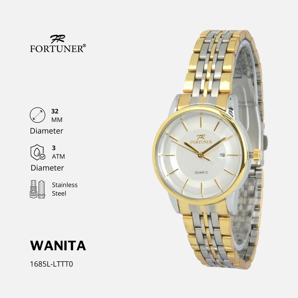 Fortuner Jam Tangan Couple Analog Water Resistant Rantai Bergen