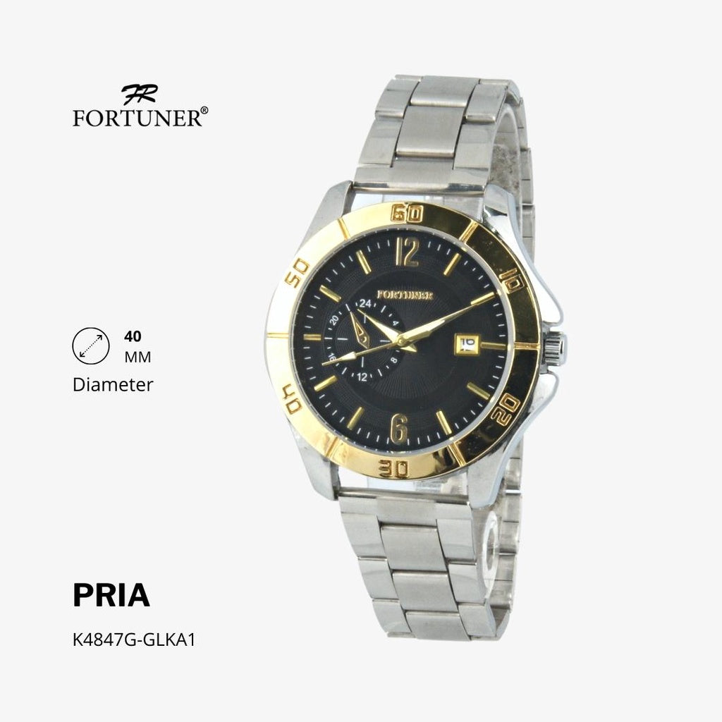 Fortuner Jam Tangan Analog Fashion Pria Water Resistant Rantai Halston
