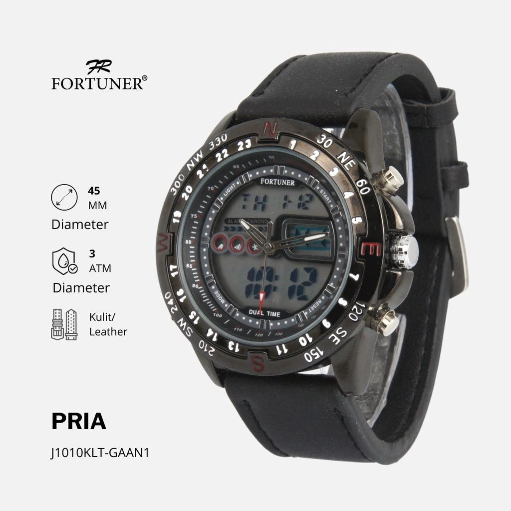 Fortuner Jam Tangan Pria Analog-Digital Water Resistant Kulit Arfon