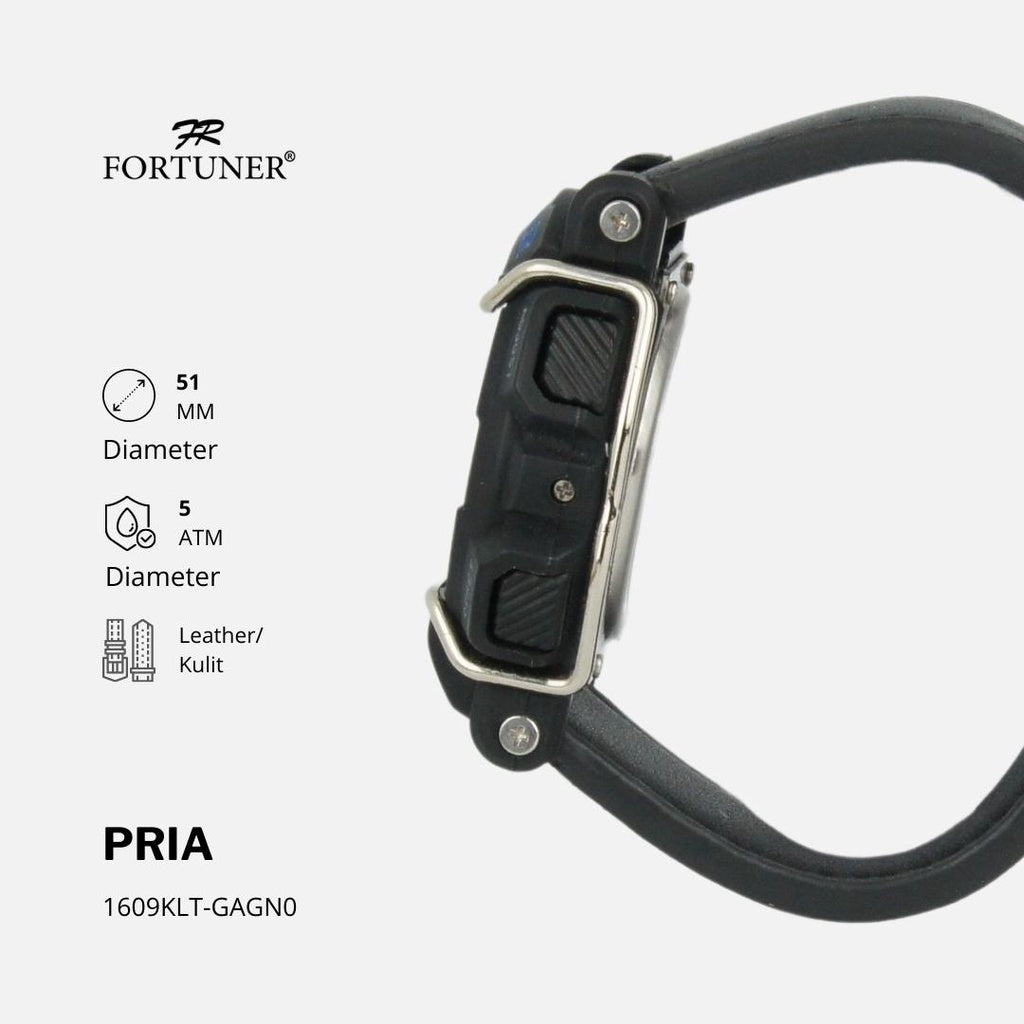 Fortuner Jam Tangan Pria Digtial Sport water Resist Kulit Blahoslav
