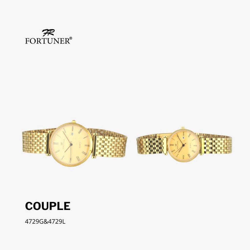 Fortuner Jam Tangan Couple Klasik Original Stainless Gold Rantai Water Resist
