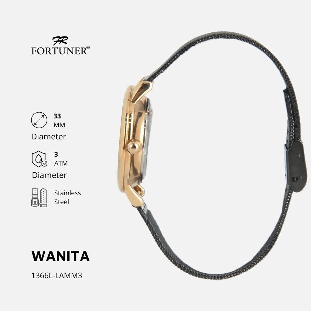 Fortuner Jam Tangan Couple Analog Water Resistant Rantai Pasir Milanese Courtney