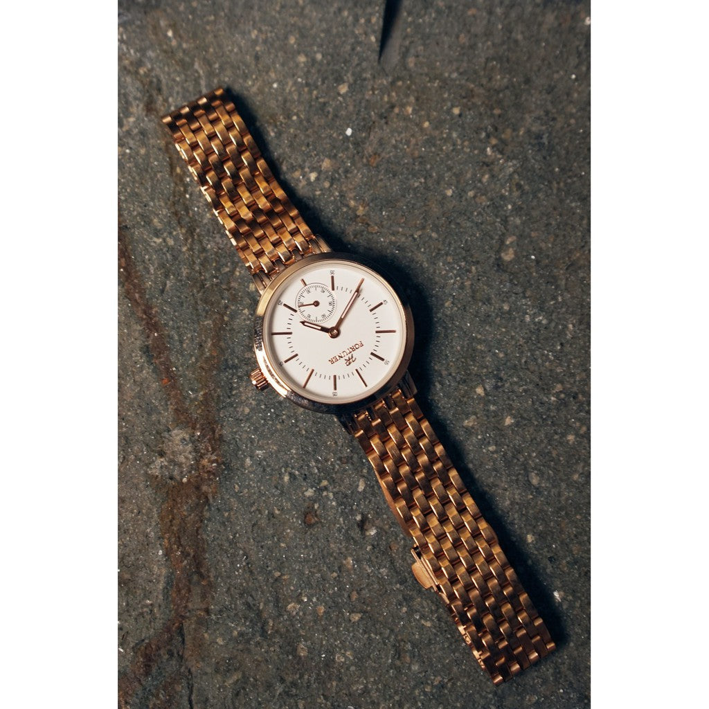 Fortuner Jam Tangan Water Resist Wanita/Cewek Stainless Tahan Air K8091L Rosegold-White Dial
