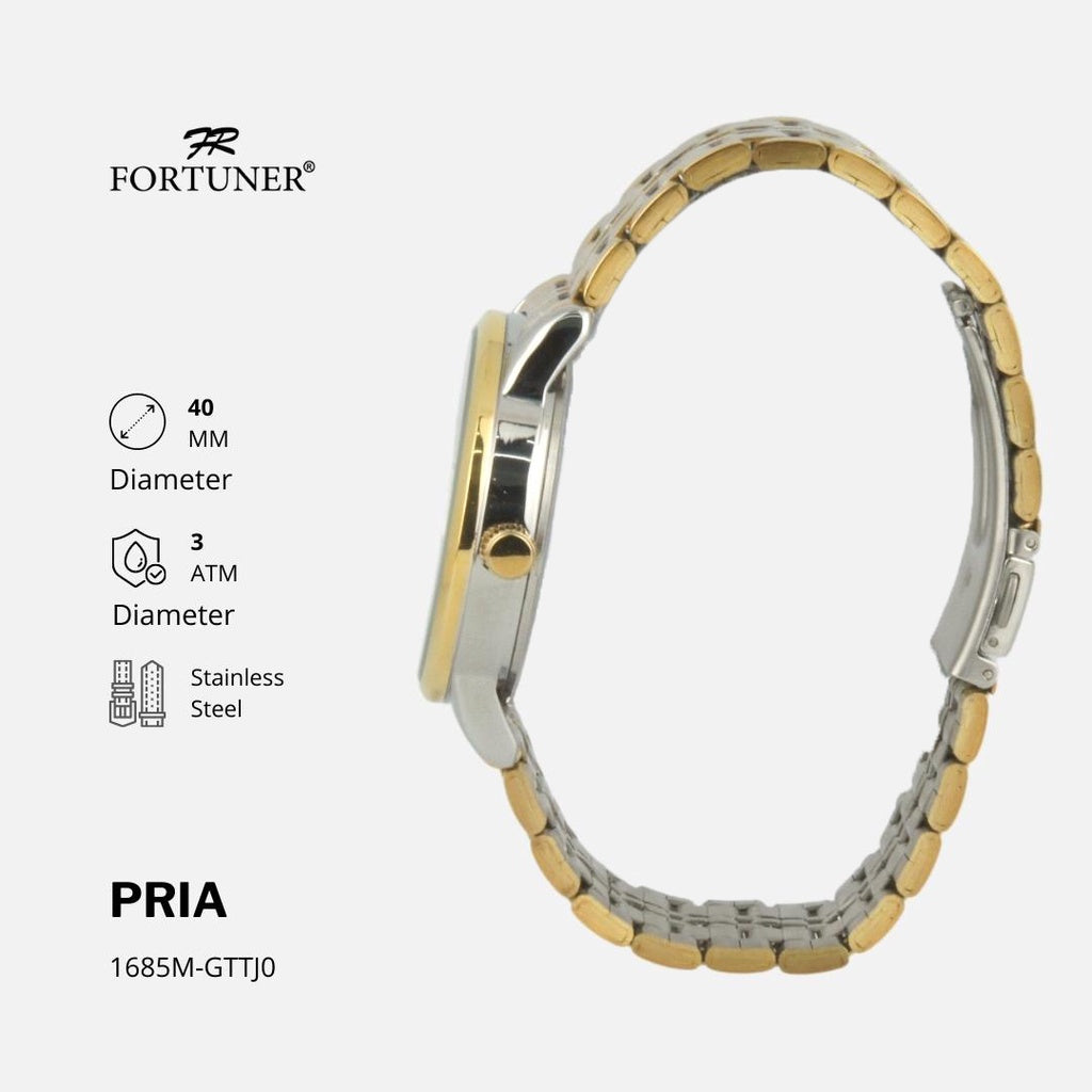 Fortuner Jam Tangan Couple Analog Water Resistant Rantai Bergen