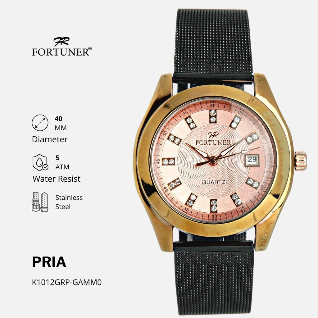 Fortuner Jam Tangan Couple Analog Rantai Pasir Zircon