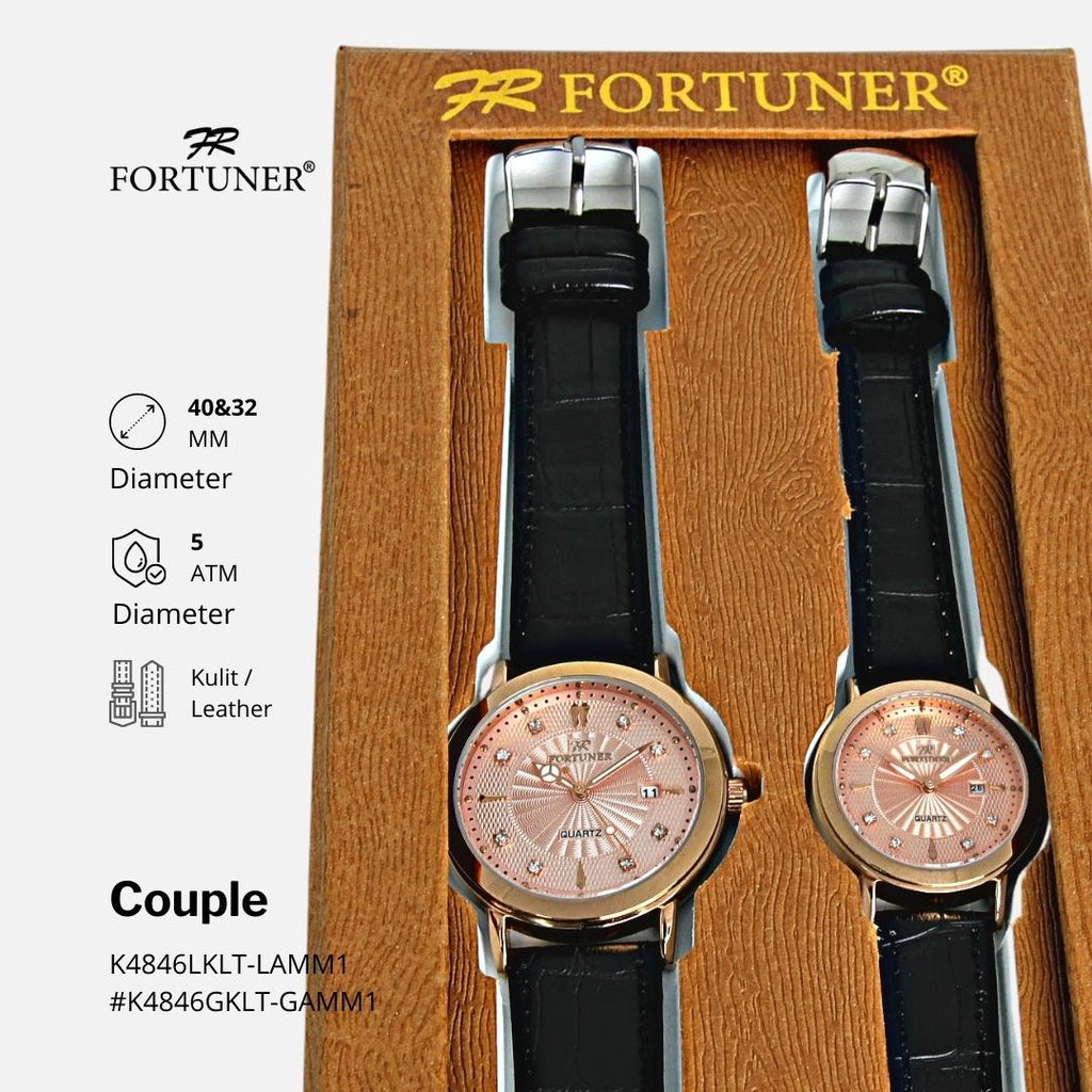 Fortuner Jam Tangan Couple Analog Kulit Tahan Air Vinnie