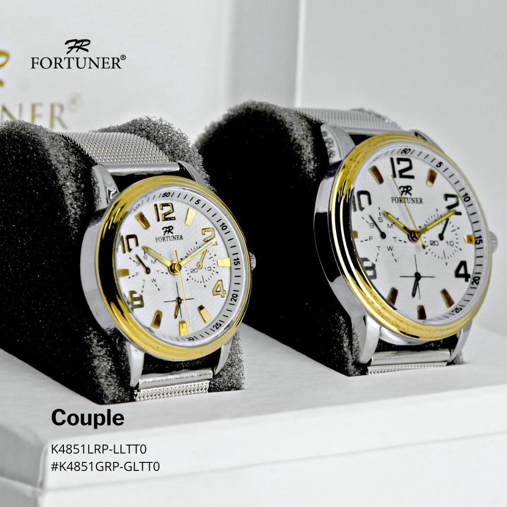Fortuner Jam Tangan Couple Analog Tahan Air Rantai Pasir Leggera