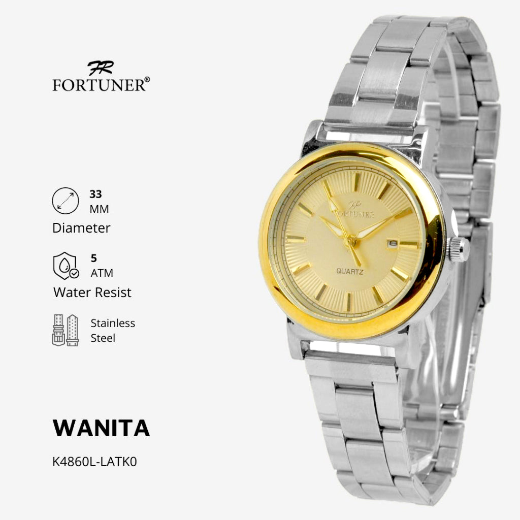 Fortuner Jam Tangan Fashion Analog Wanita Water Resistant Rantai Yoneko
