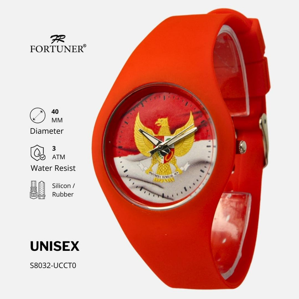 Fortuner Jam Tangan Unisex Pria-Wanita Analog Lambang Indonesia Tahan Air Silicon Tri