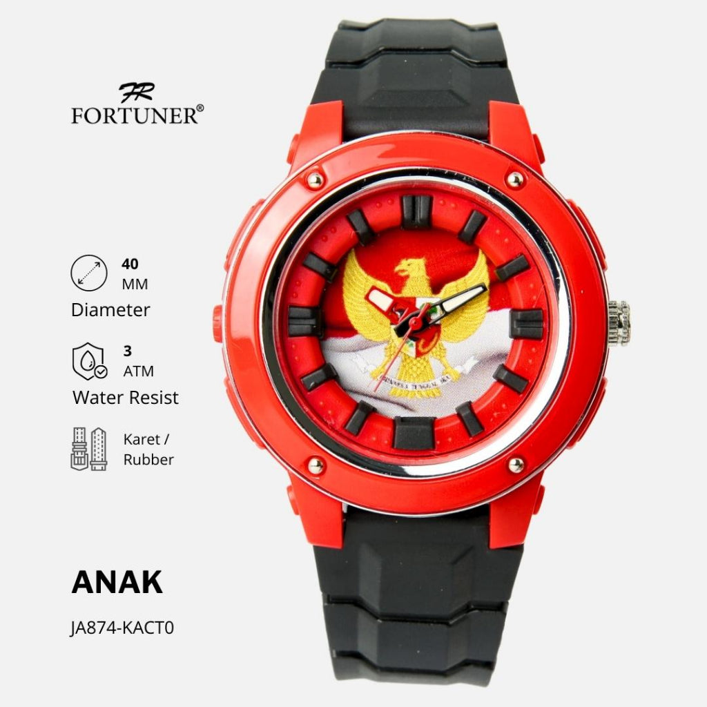 Fortuner Jam Tangan Anak Analog Lambang Indonesia Karet Tahan Air Dirga