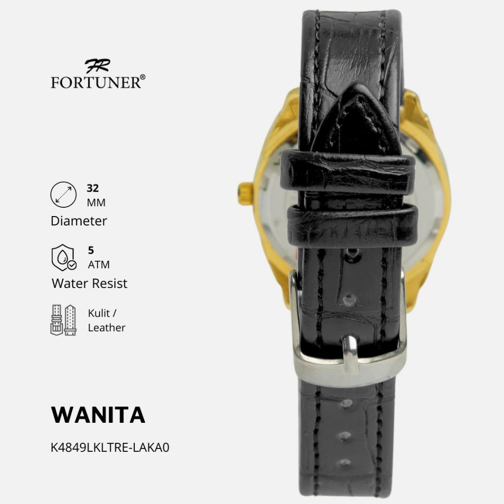 Fortuner Jam Tangan Wanita Analog Angka Arab Kulit Rantai Pasir Tahan Air Atifa