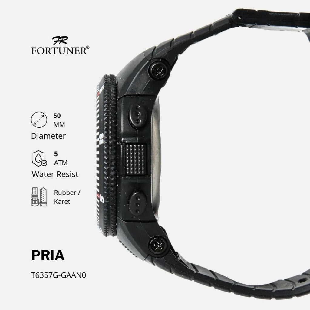 Fortuner Jam Tangan Pria Digital Pixel Karet Tahan Air Ostyn