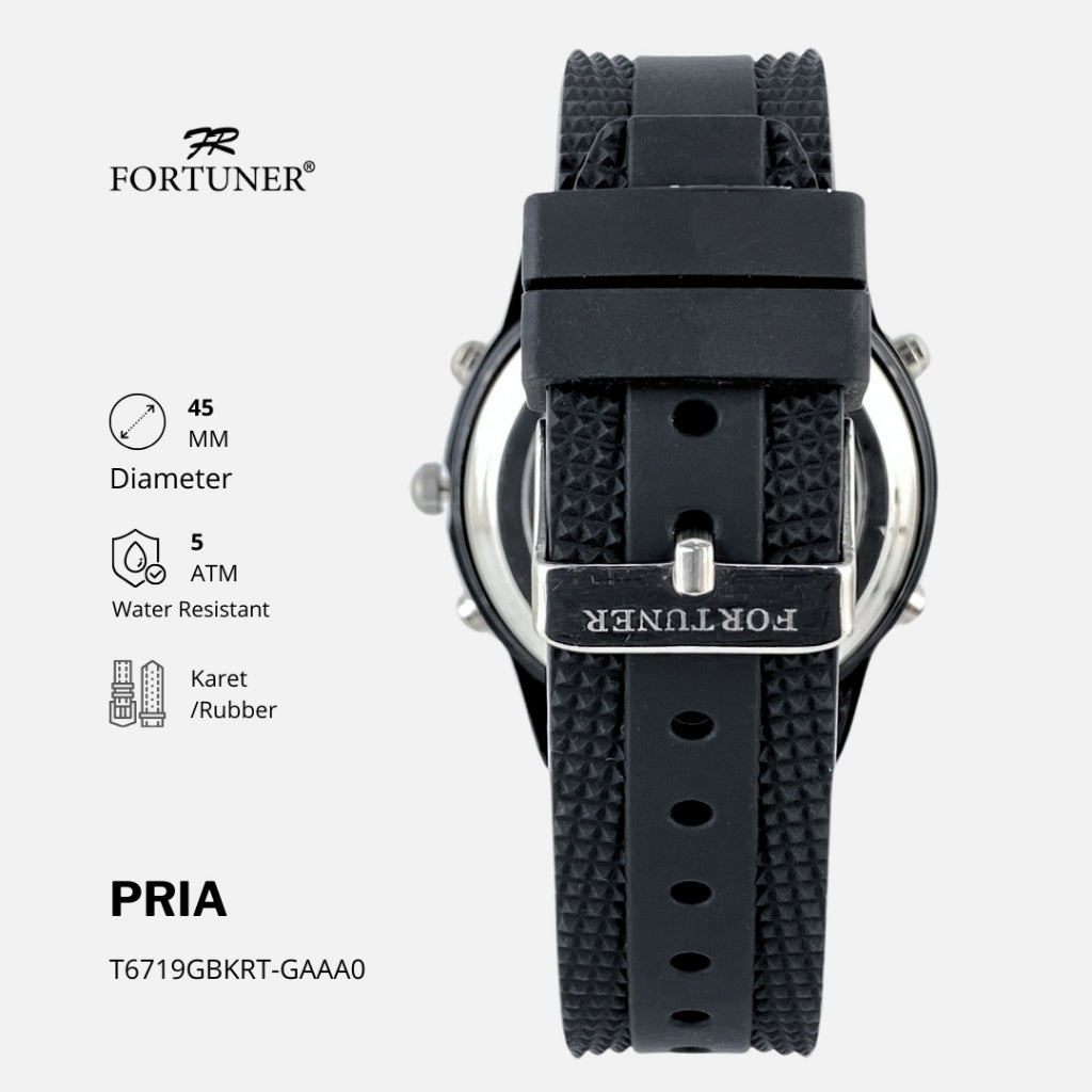 Fortuner Jam Tangan Pria Analog-Digital Dualtime Casual Karet Tahan Air Norbert