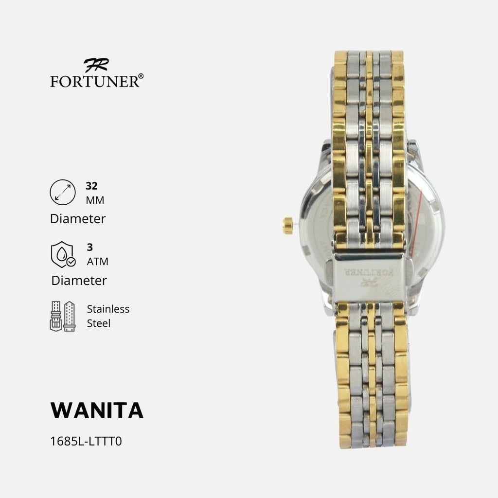 Fortuner Jam Tangan Couple Analog Water Resistant Rantai Bergen