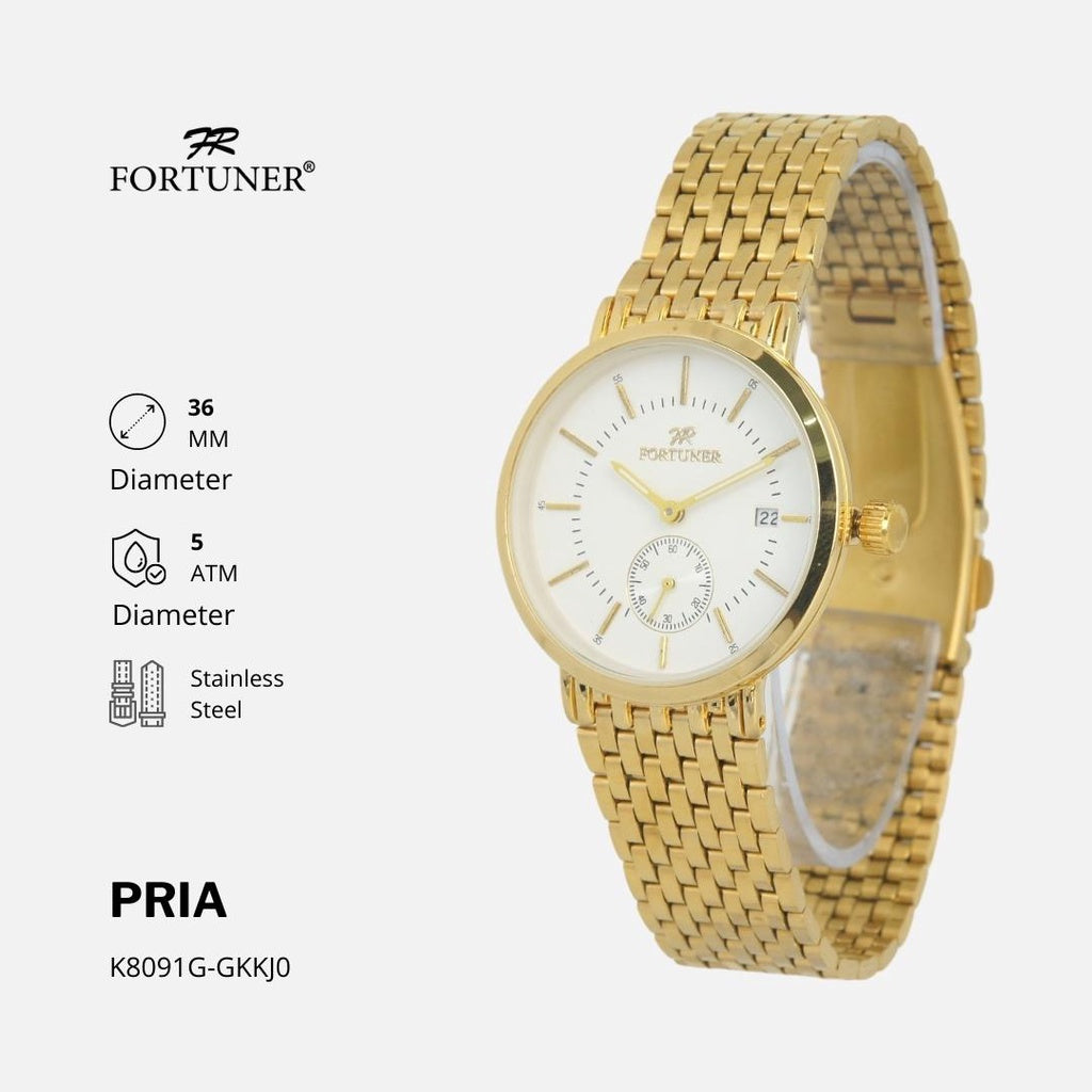 Fortuner Jam Tangan Pria Analog Rantai Tahan Air Gold Vilja