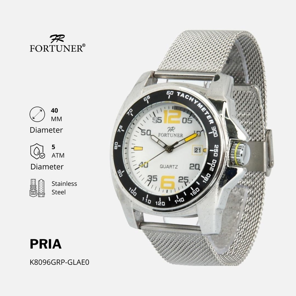 Fortuner Jam Tangan Pria Analog Anti Air Stainless Rantai Pasir Zuriel