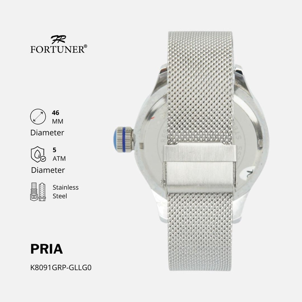 Fortuner Jam Tangan Pria Analog Strap Stainless Rantai Pasir Vittorios