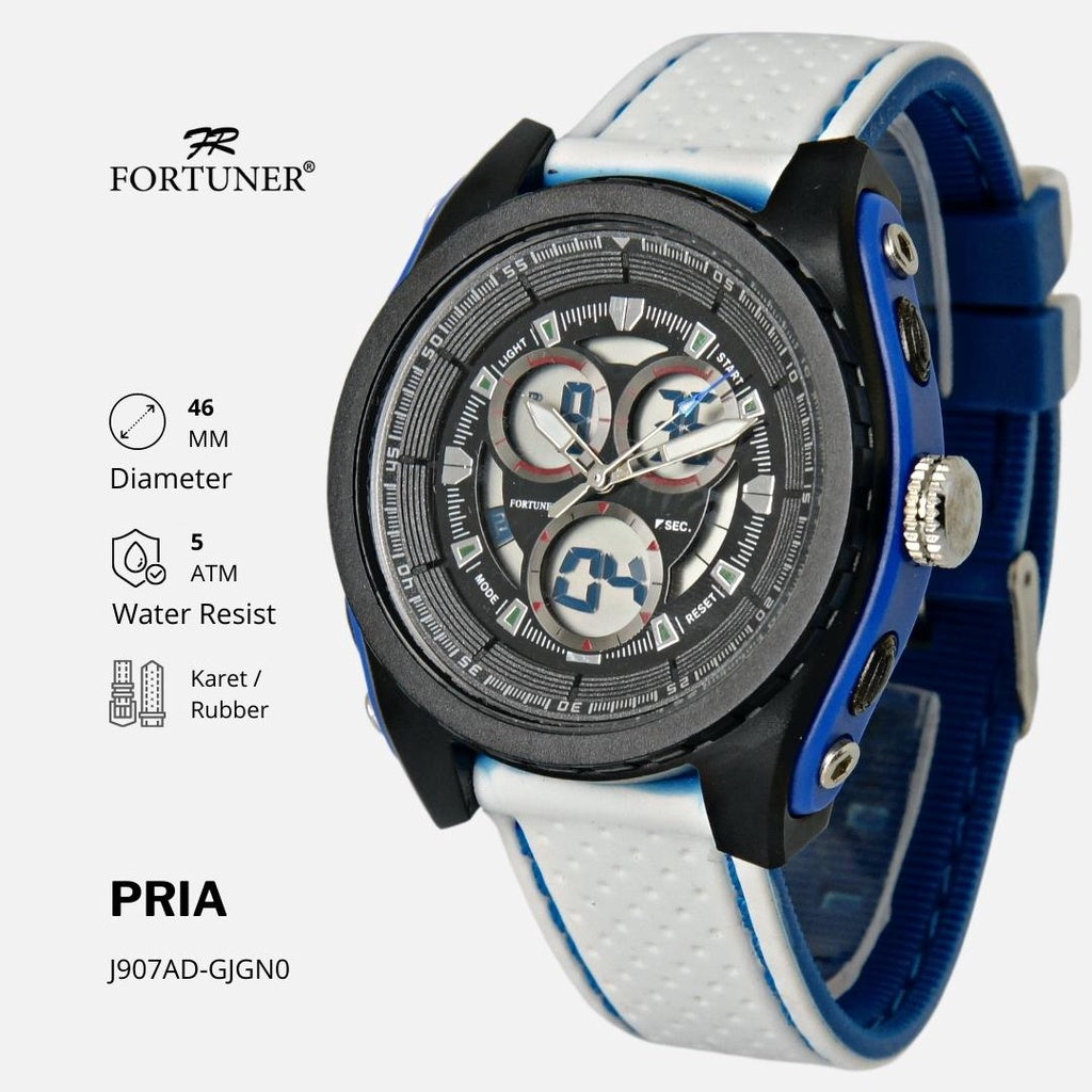 Fortuner Jam Tangan Analog-Digital Pria Karet Tahan Air Juwan