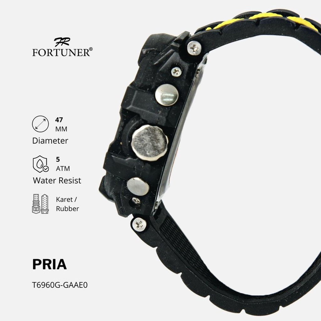 Fortuner Jam Tangan Pria Sport Digital Alarm Chrono Karet Tahan Air Marques