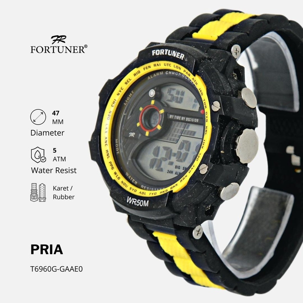 Fortuner Jam Tangan Pria Sport Digital Alarm Chrono Karet Tahan Air Marques