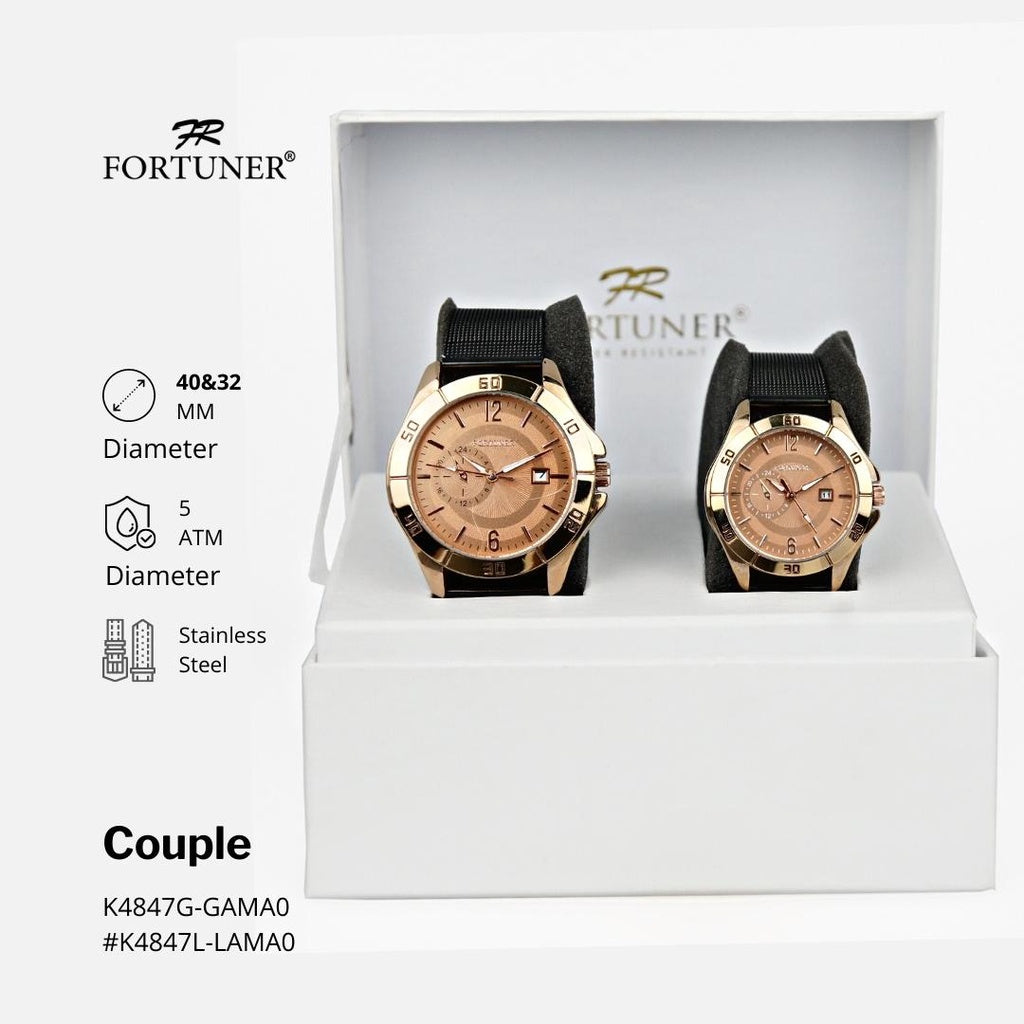 Fortuner Jam Tangan Couple Analog Tahan Air Rantai Pasir Avery