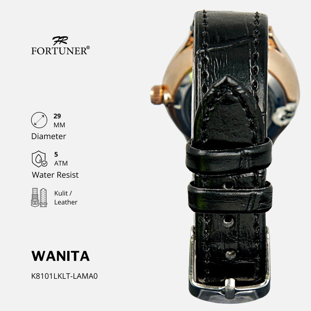 Fortuner Jam Tangan Analog Wanita Kulit Tahan Air Luxanne